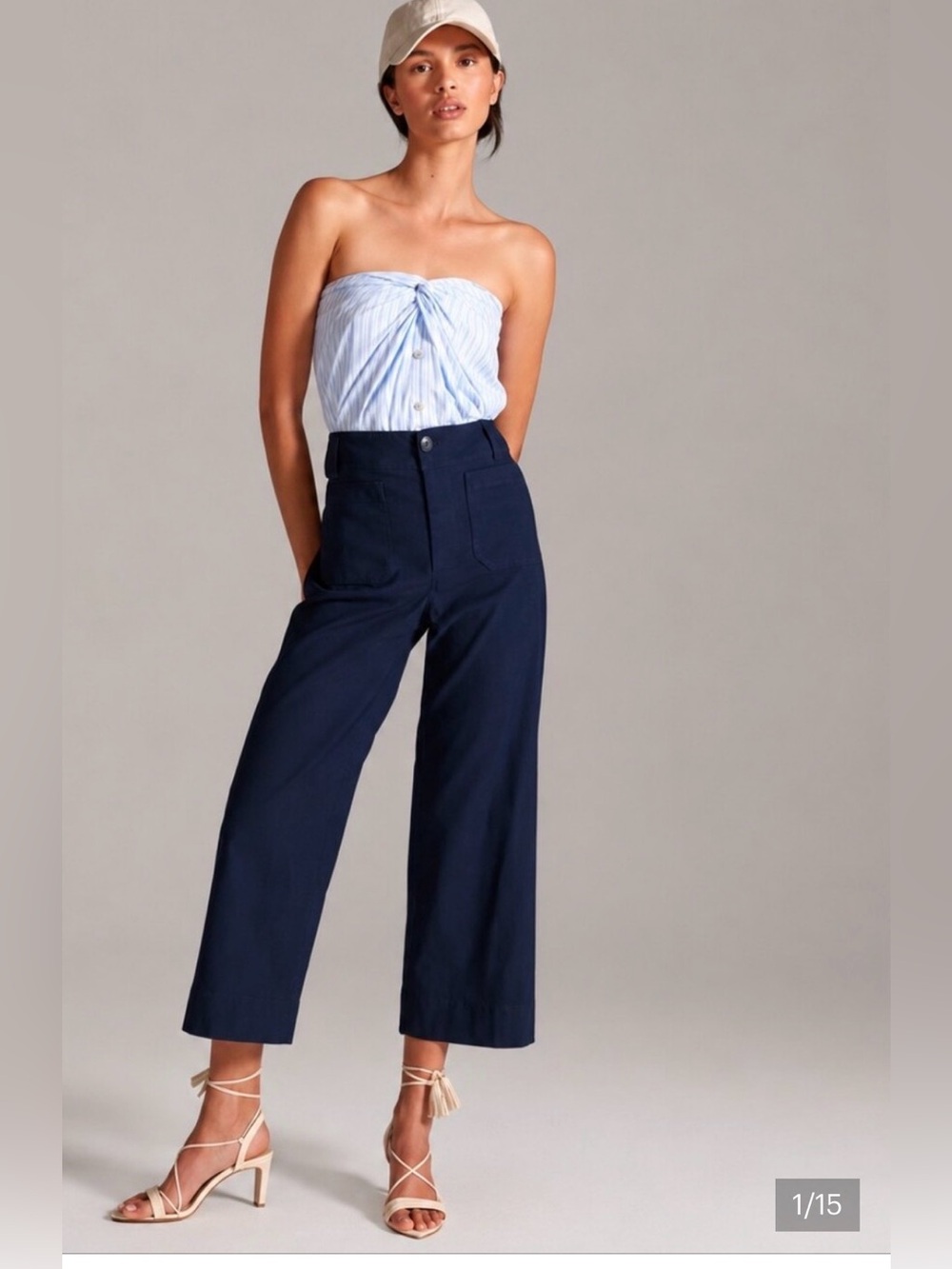 Maeve The Colette Pants Navy Wide Leg Cropped High Rise Size 30